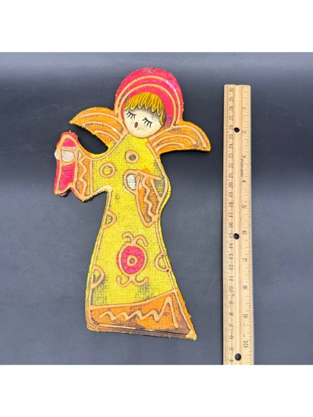 Vintage Christmas Ornament 1960s MCM Retro Psychedelic Angel Dayglo Japan Retro